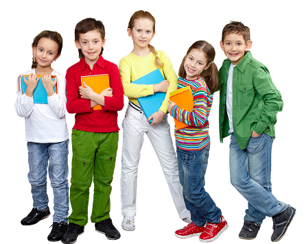 Happy students with books